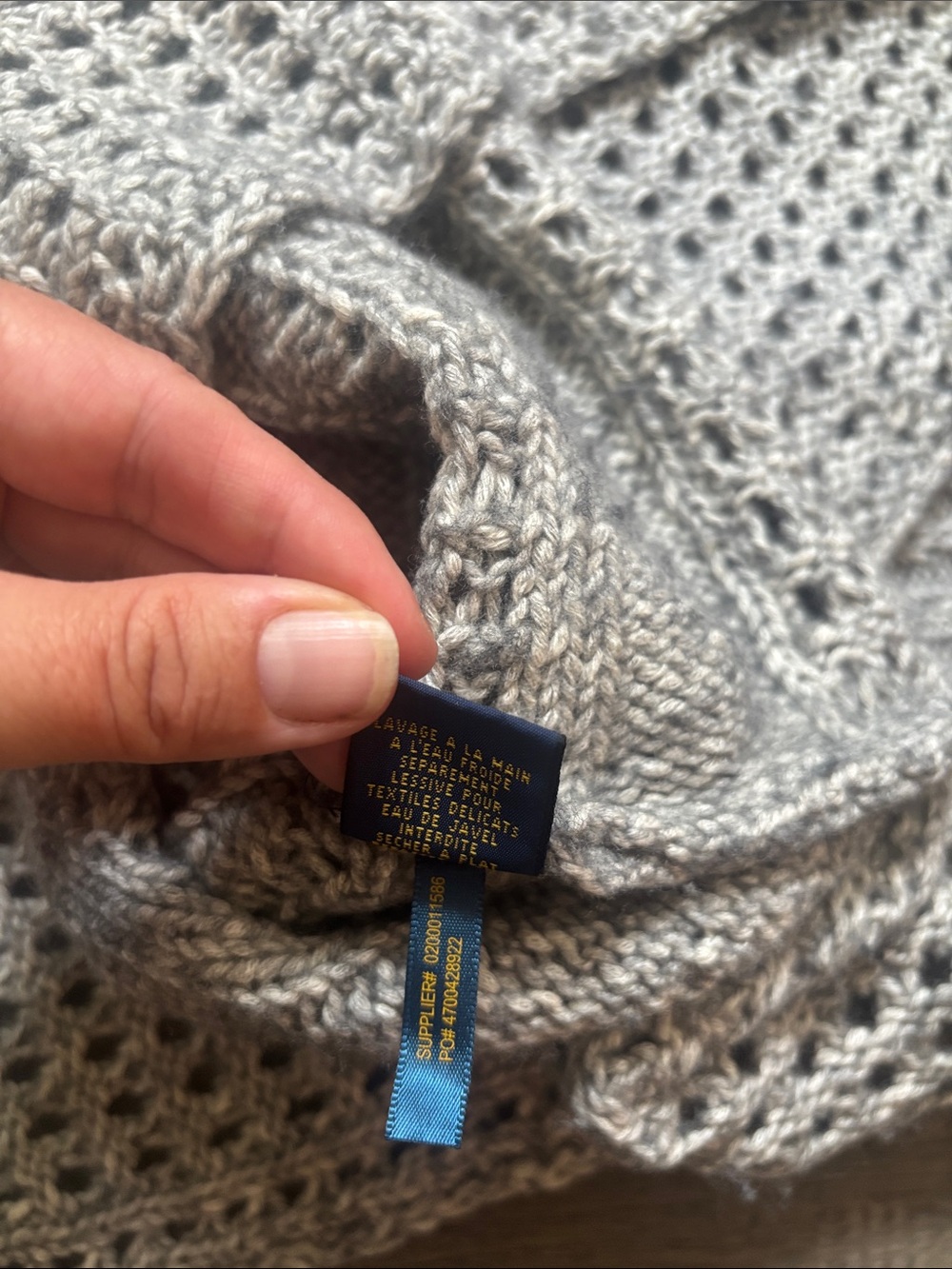 Polo Ralph Lauren | Grey Bohemian Open-Weave Cable Knit Sweater Poncho Size XL - Picture 13 of 14